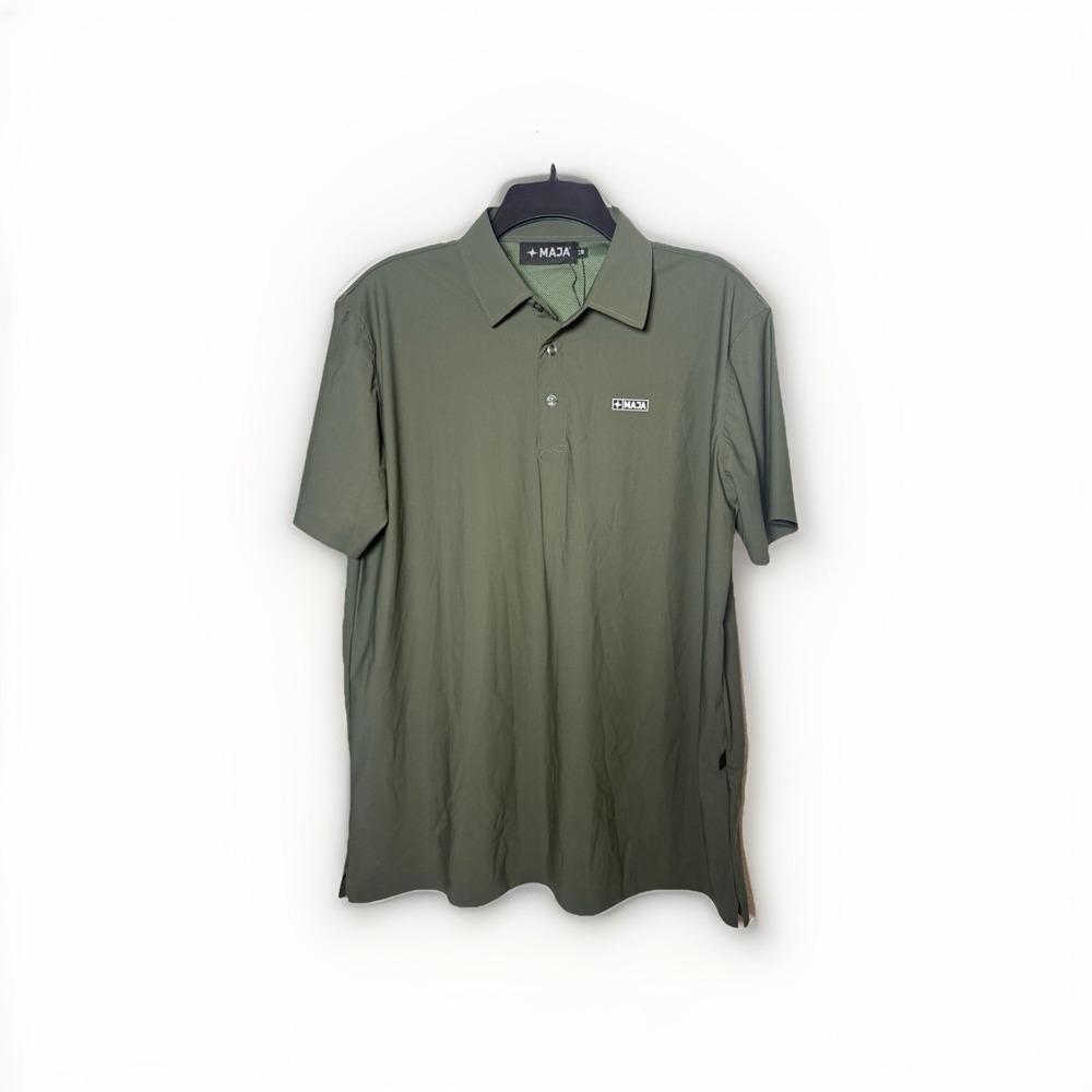 NWOT Maja Sportswear Men's Outdoor Polo Vented Shirt Khaki Green Sz M